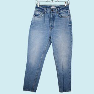 Anine Bing Sonya Jeans Size 27 Blue High Rise Straight Slim Button Fly Denim